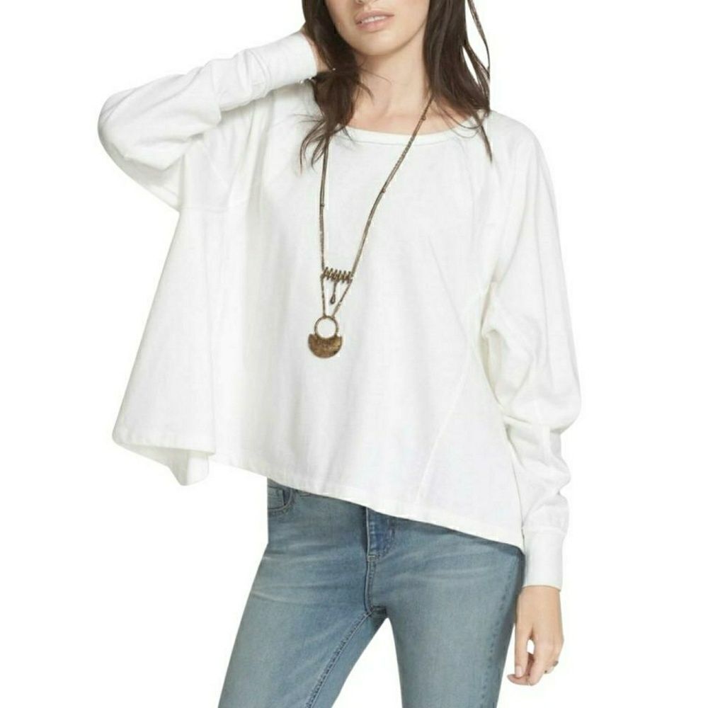 Free People Cupcake Sunrise Pullover Top Ivory XS Longsleeve
